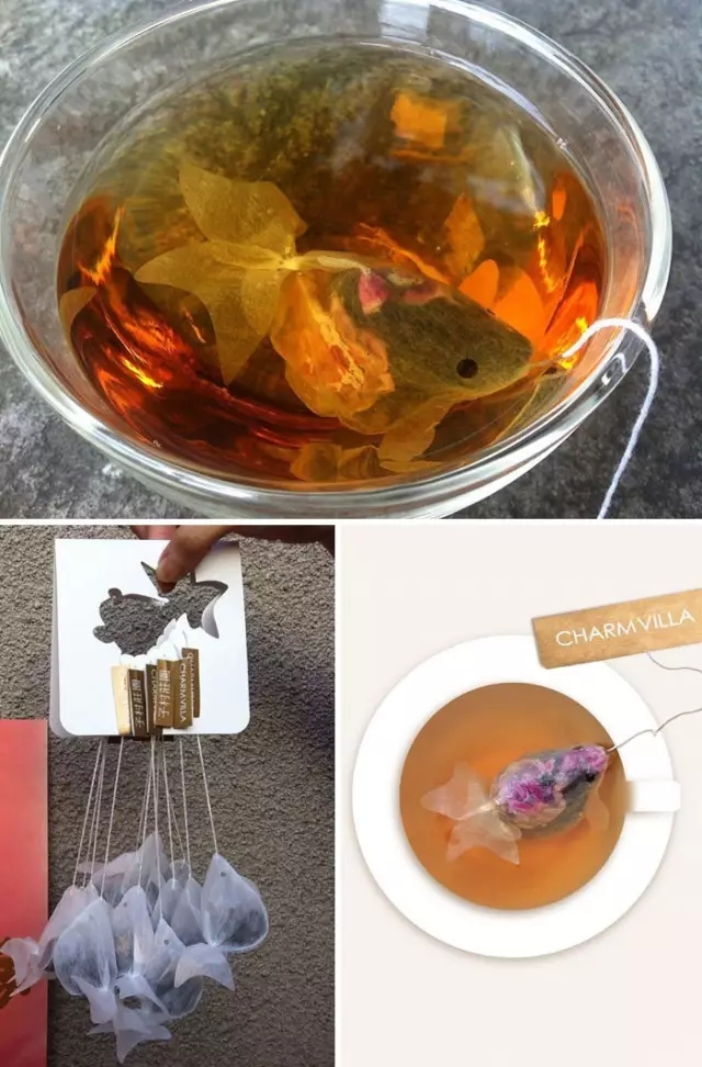 金魚茶包，泡水之后相似度更高
